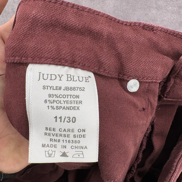 Judy Blue Jeans Women's 11/30 Burgundy Garment Dyed High Waist Wide Leg Crop - Picture 6 of 6